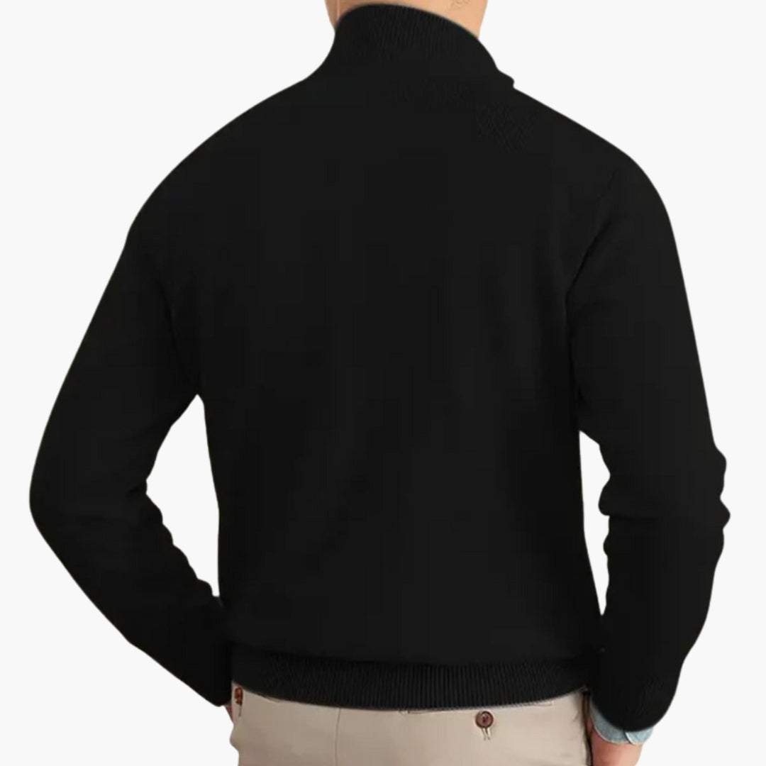 Herrtröja i stickat med hög krage