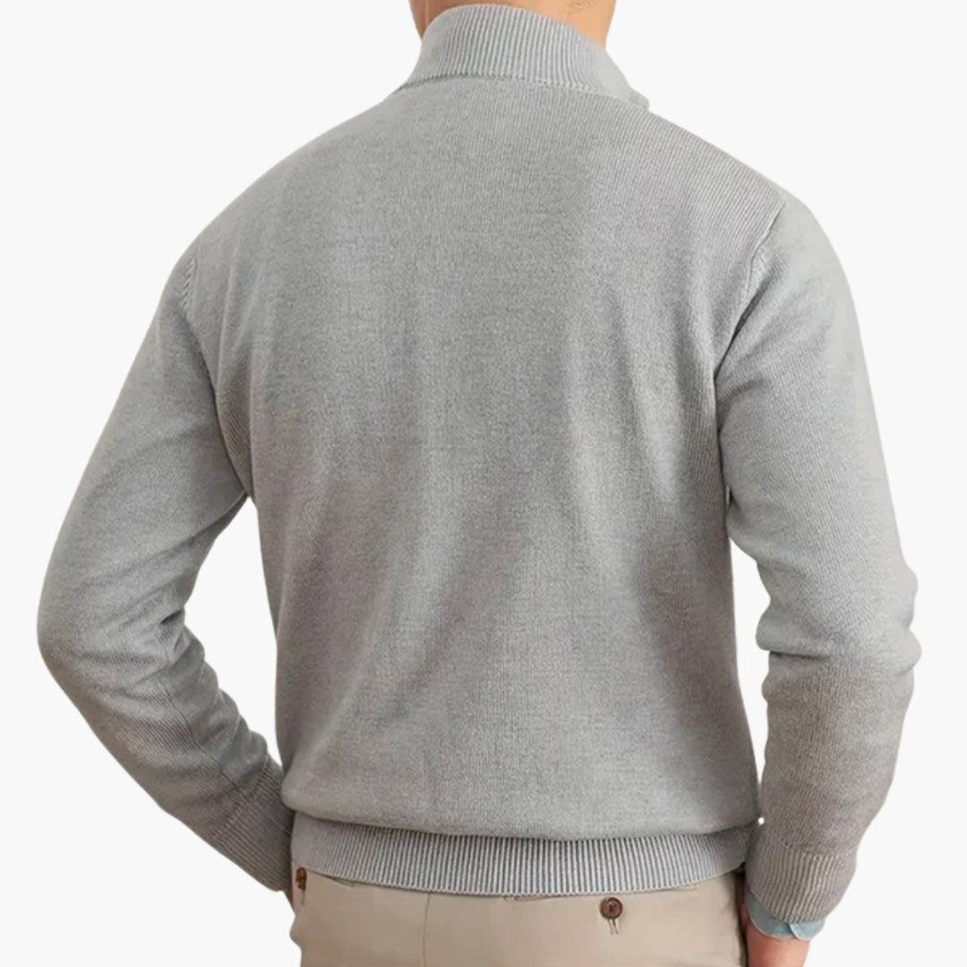 Herrtröja i stickat med hög krage