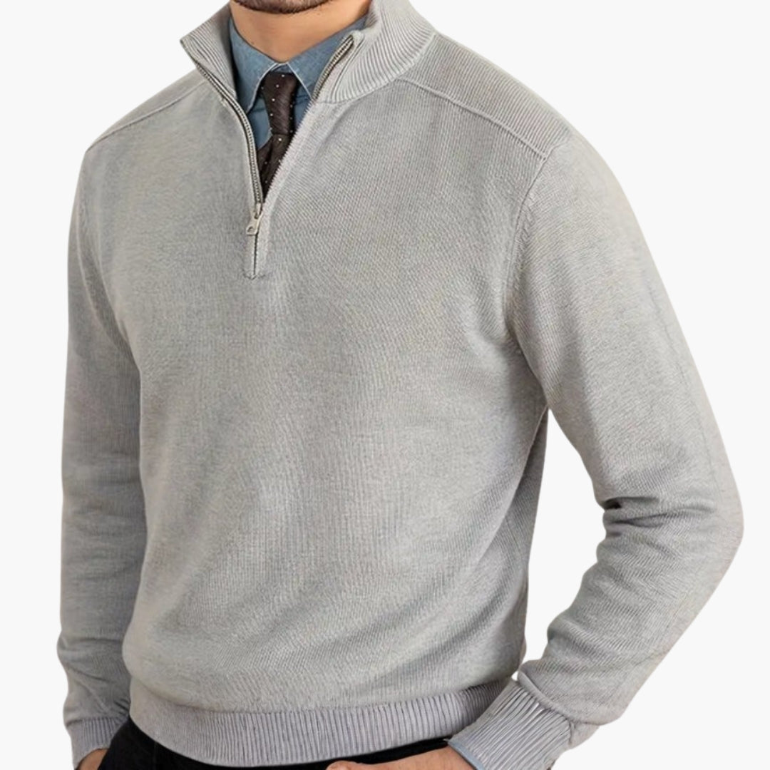 Herrtröja i stickat med hög krage