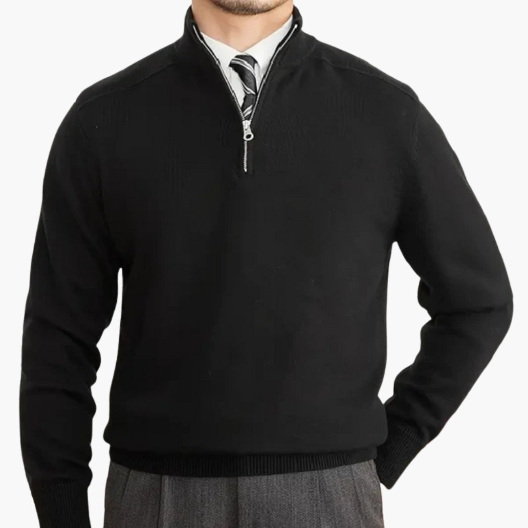 Herrtröja i stickat med hög krage