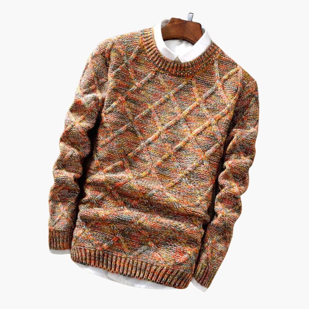 Pull homme en maille torsadée avec col rond