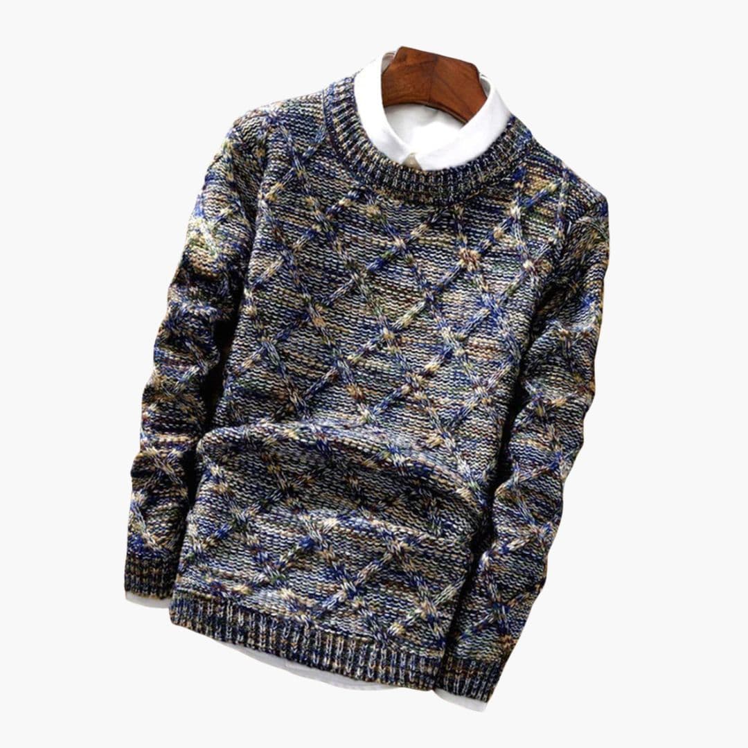 Pull homme en maille torsadée avec col rond