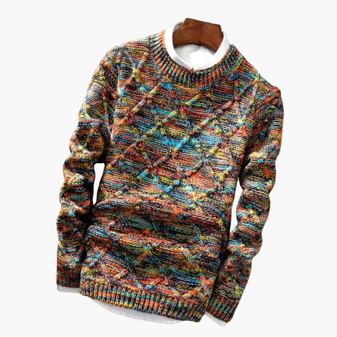 Pull homme en maille torsadée avec col rond