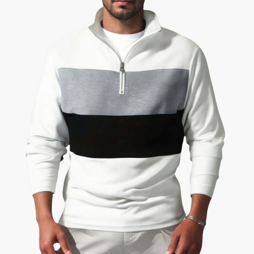 Pull homme sport à col montant et zip
