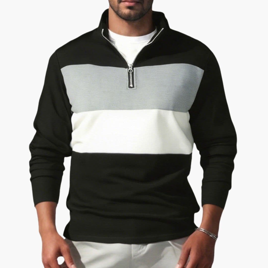 Pull homme sport à col montant et zip