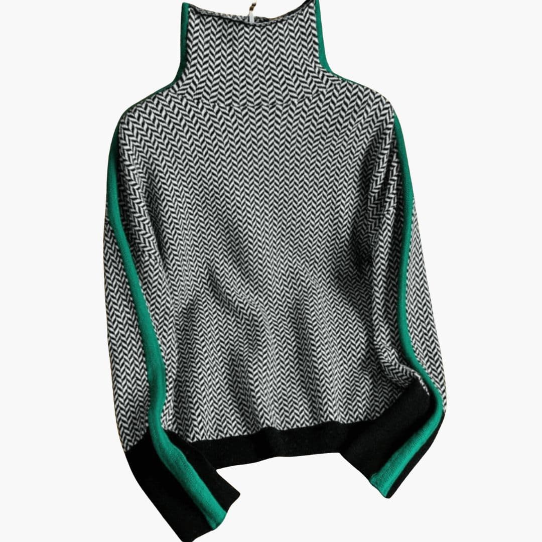 Pull long femme à rayures avec finition côtelée