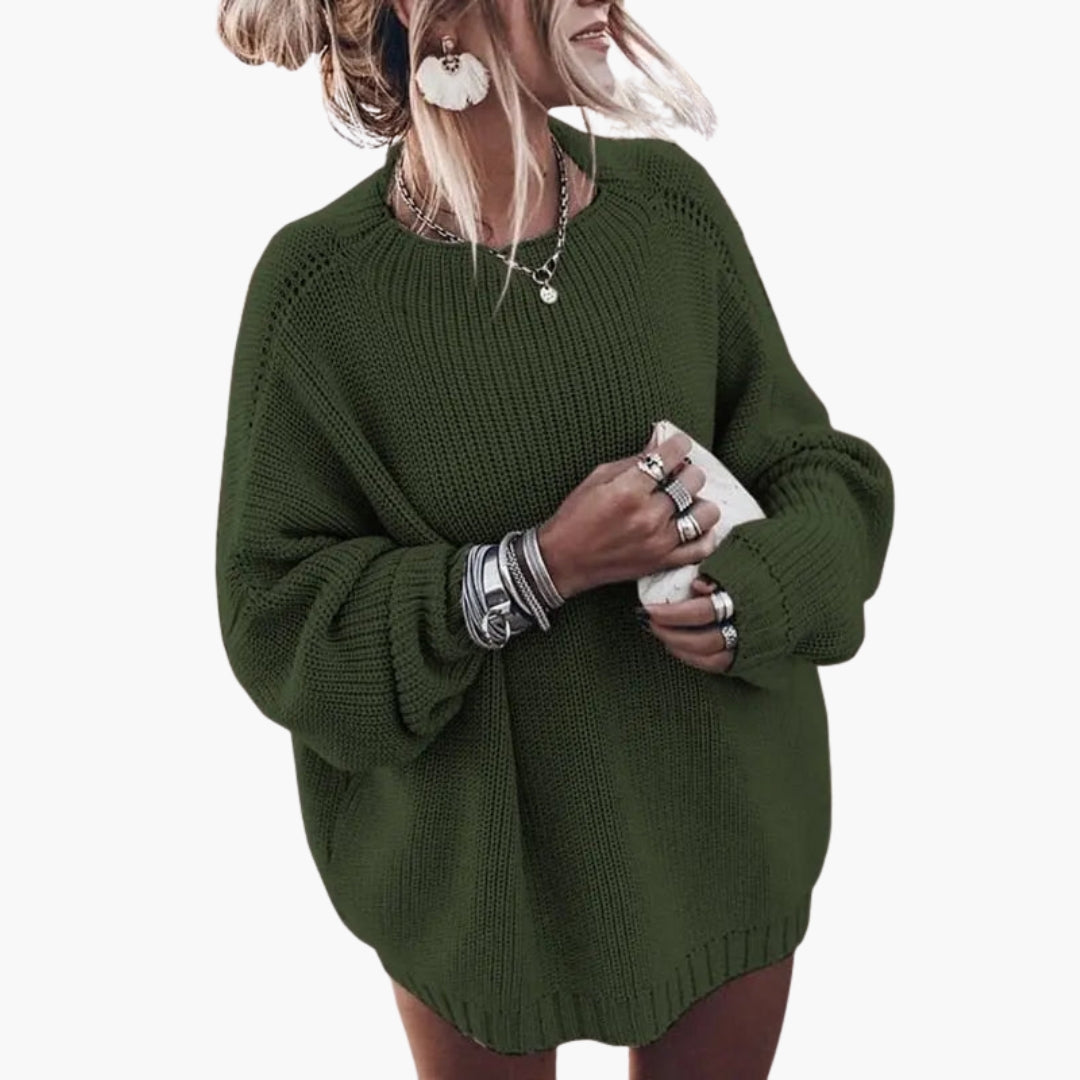 Pull oversize mulher em malha com mangas largas