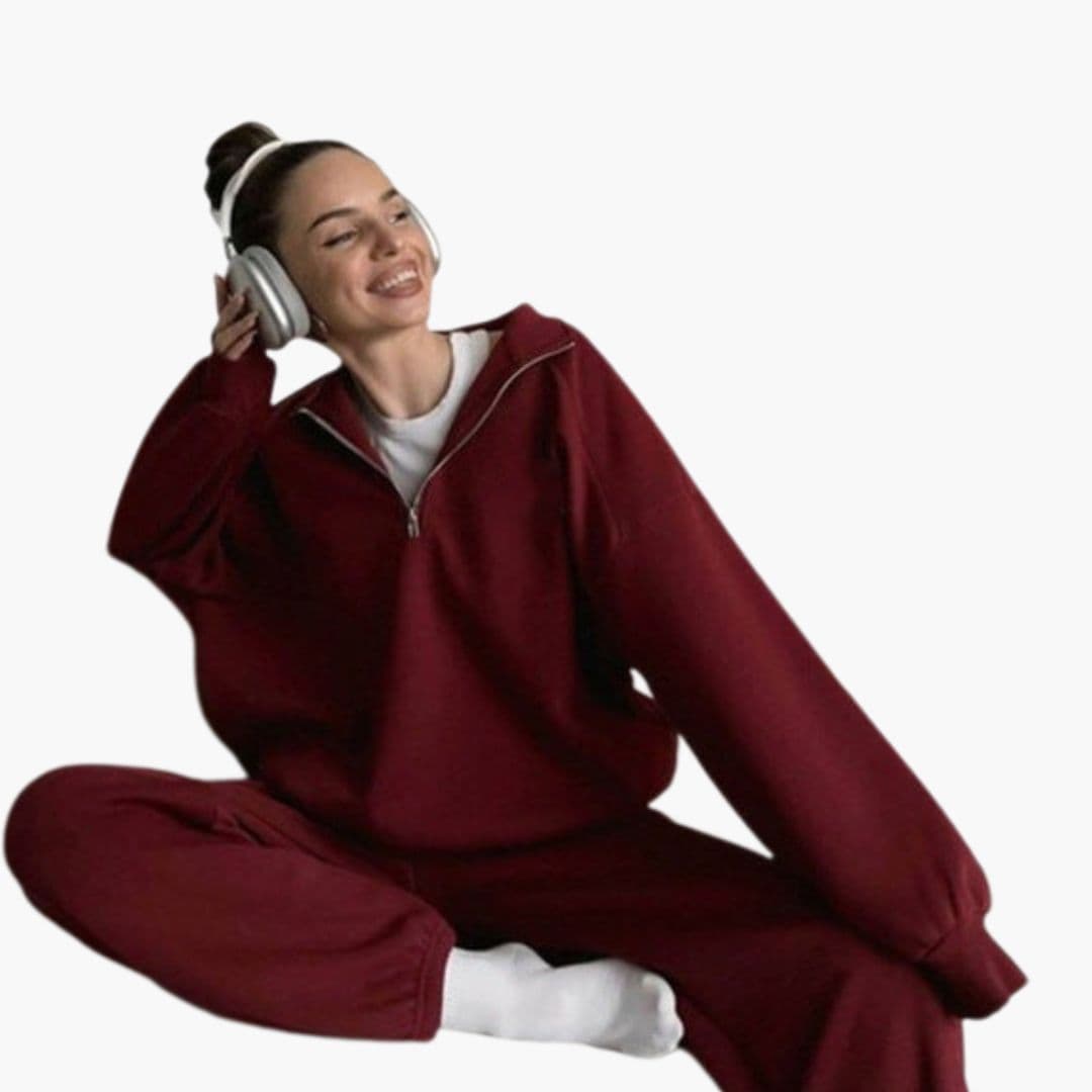 Sudadera polar para mujer con cuello alto y cierre con cremallera