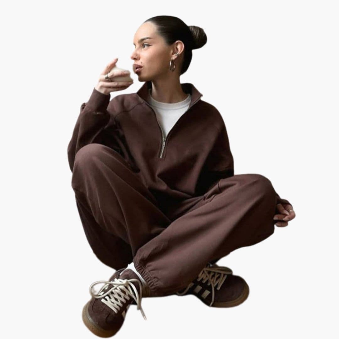 Sudadera polar para mujer con cuello alto y cierre con cremallera