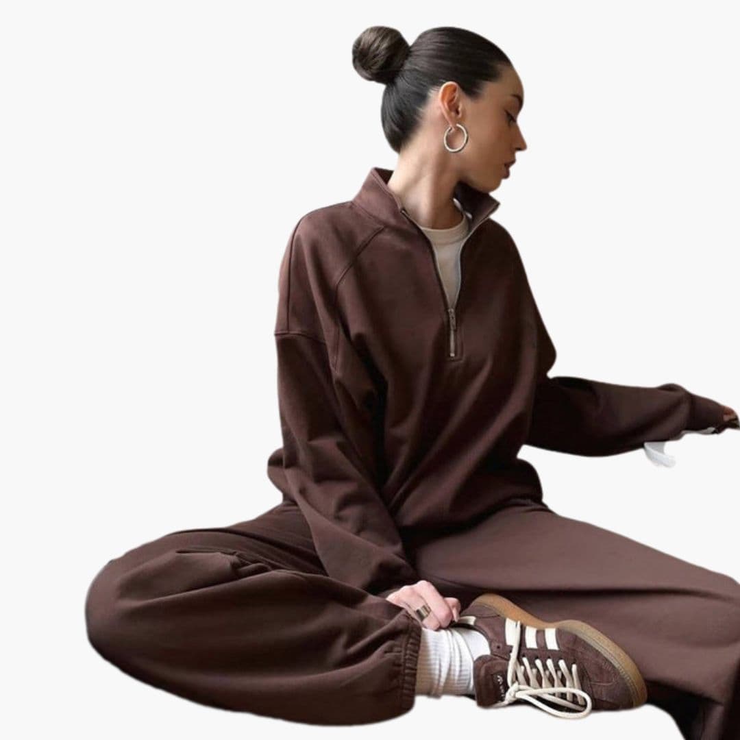 Sudadera polar para mujer con cuello alto y cierre con cremallera