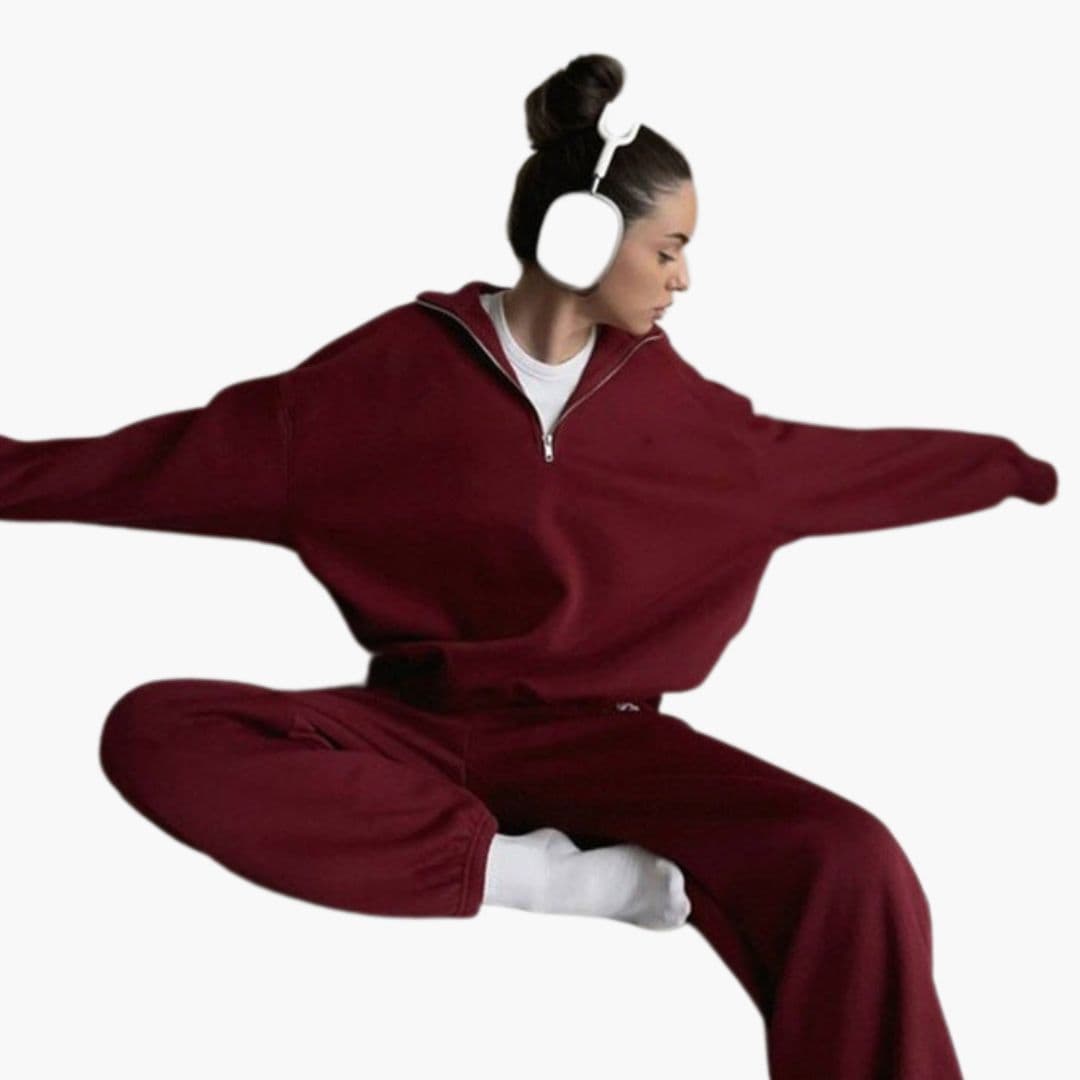 Sudadera polar para mujer con cuello alto y cierre con cremallera