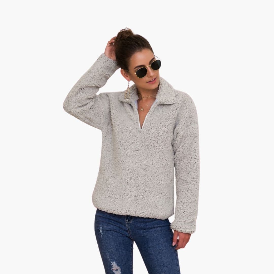 Sudadera polar para mujer con media cremallera y corte amplio