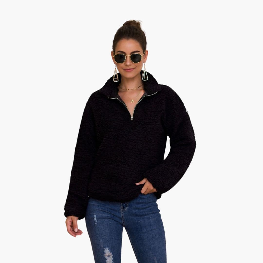 Sudadera polar para mujer con media cremallera y corte amplio