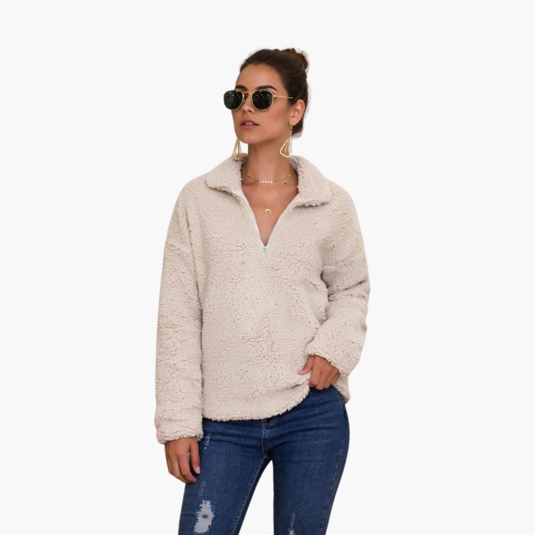 Sudadera polar para mujer con media cremallera y corte amplio