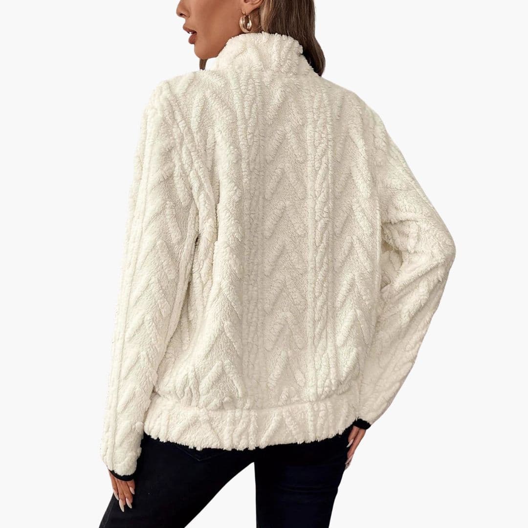 Sudadera polar para mujer con media cremallera y bolsillos