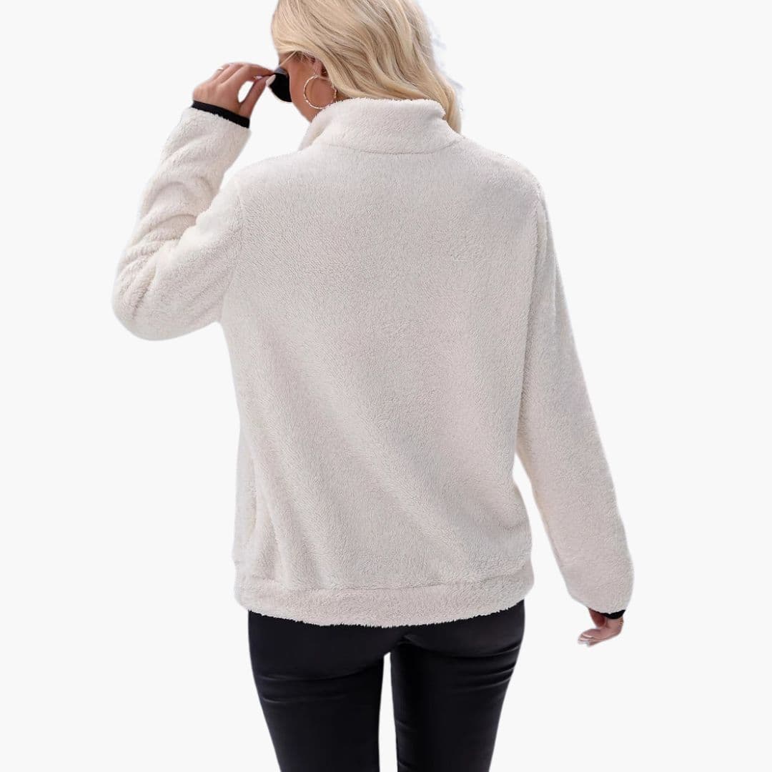 Pull polaire femme avec demi zip et poches