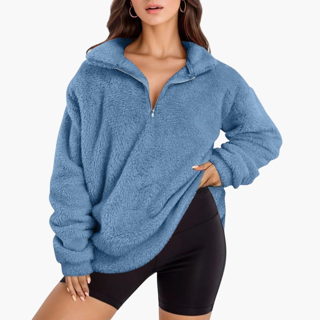 Sudadera polar para mujer oversize con media cremallera