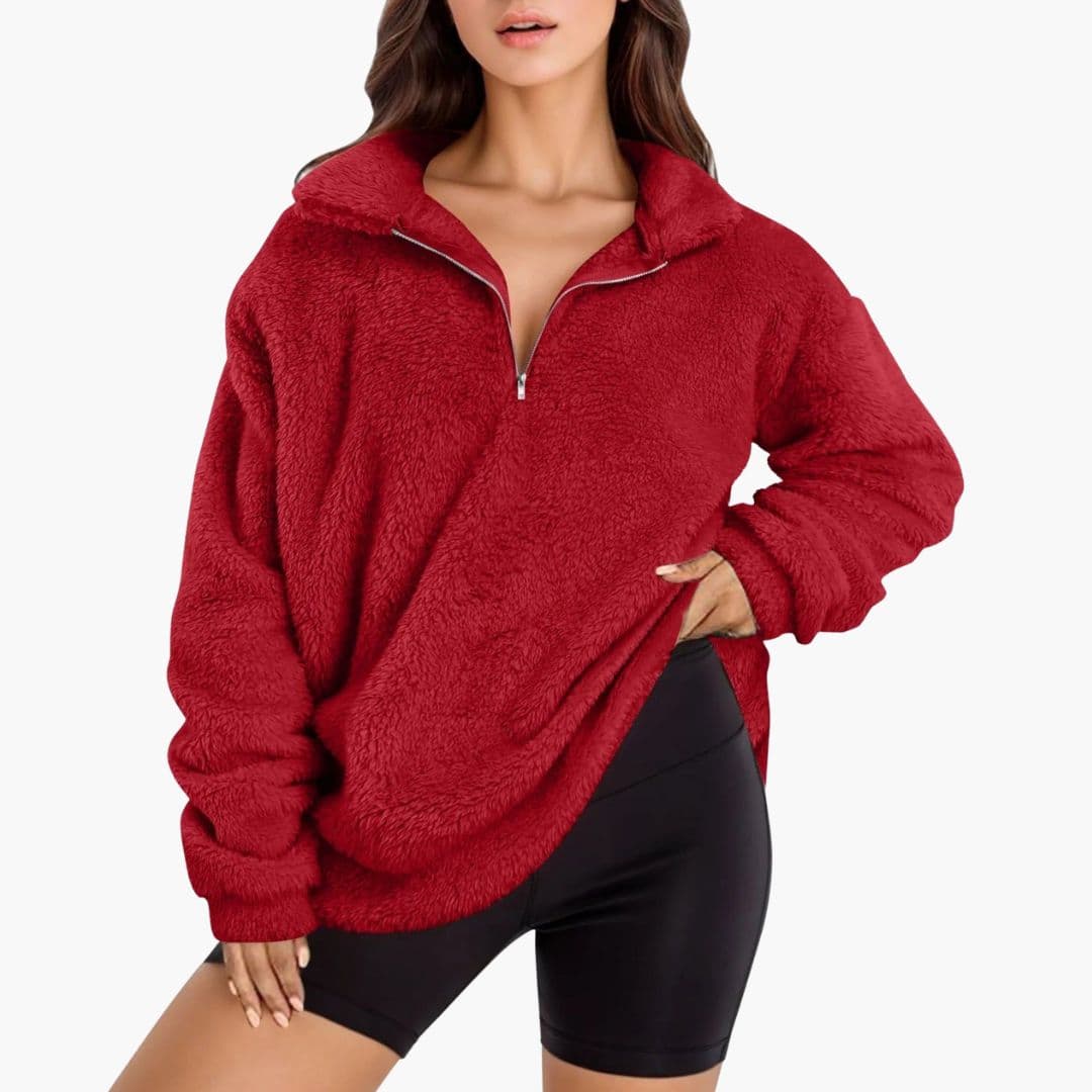 Sudadera polar para mujer oversize con media cremallera