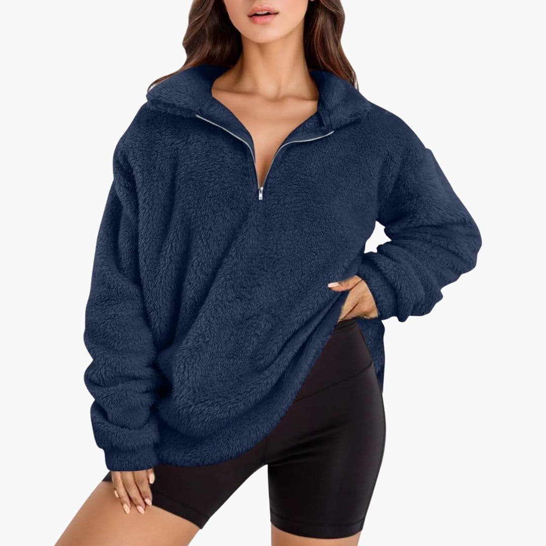 Sudadera polar para mujer oversize con media cremallera