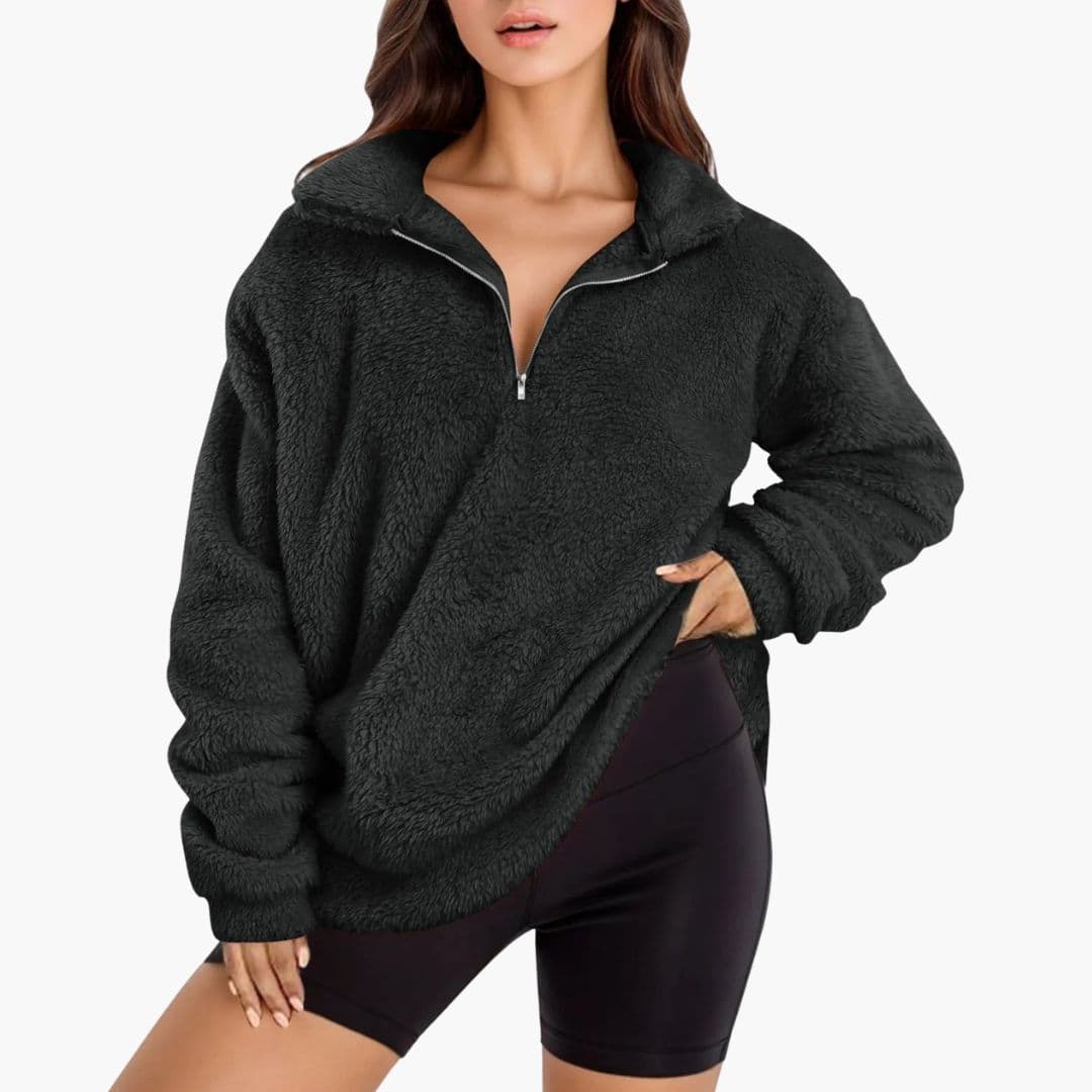 Sudadera polar para mujer oversize con media cremallera