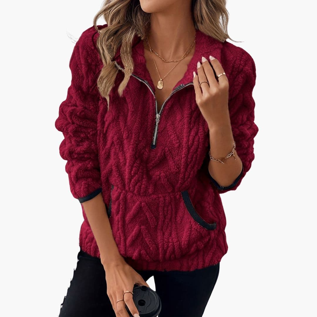Pull polaire femme zippé avec poches latérales