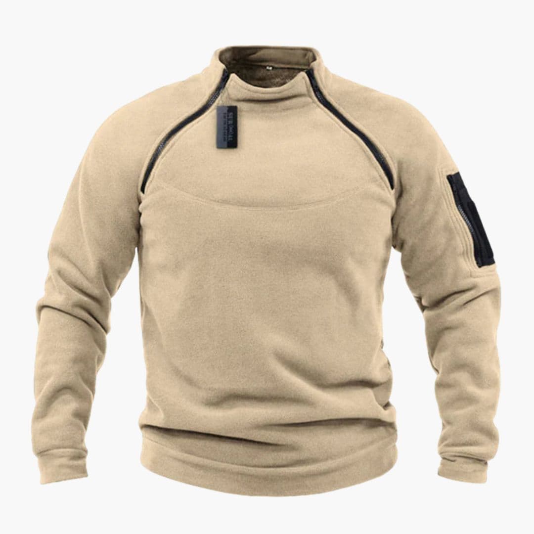 Pull polaire homme zippé avec poche sur la manche