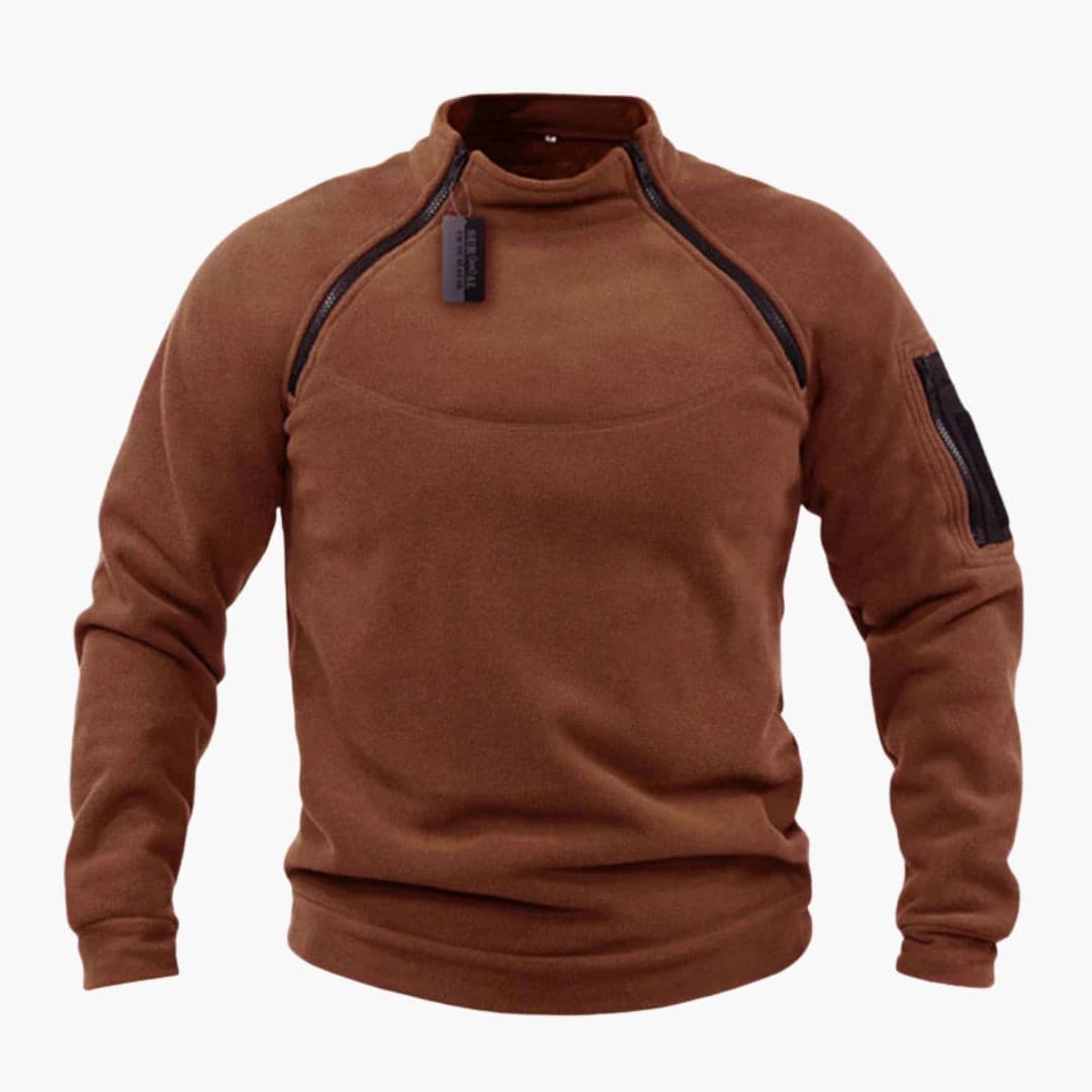 Pull polaire homme zippé avec poche sur la manche