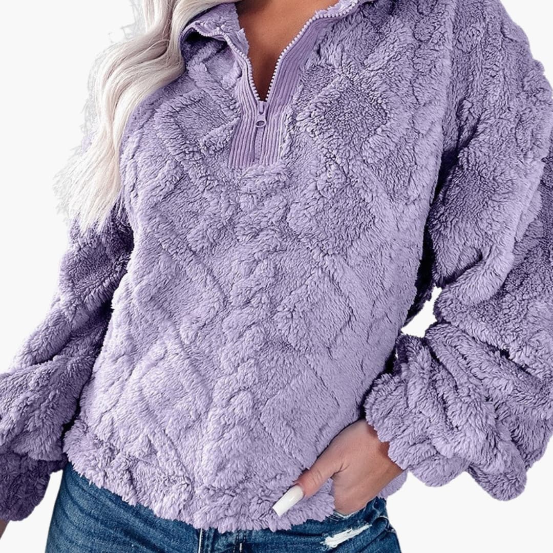 Pull polar oversize para mujer con cuello alto y textura acolchada