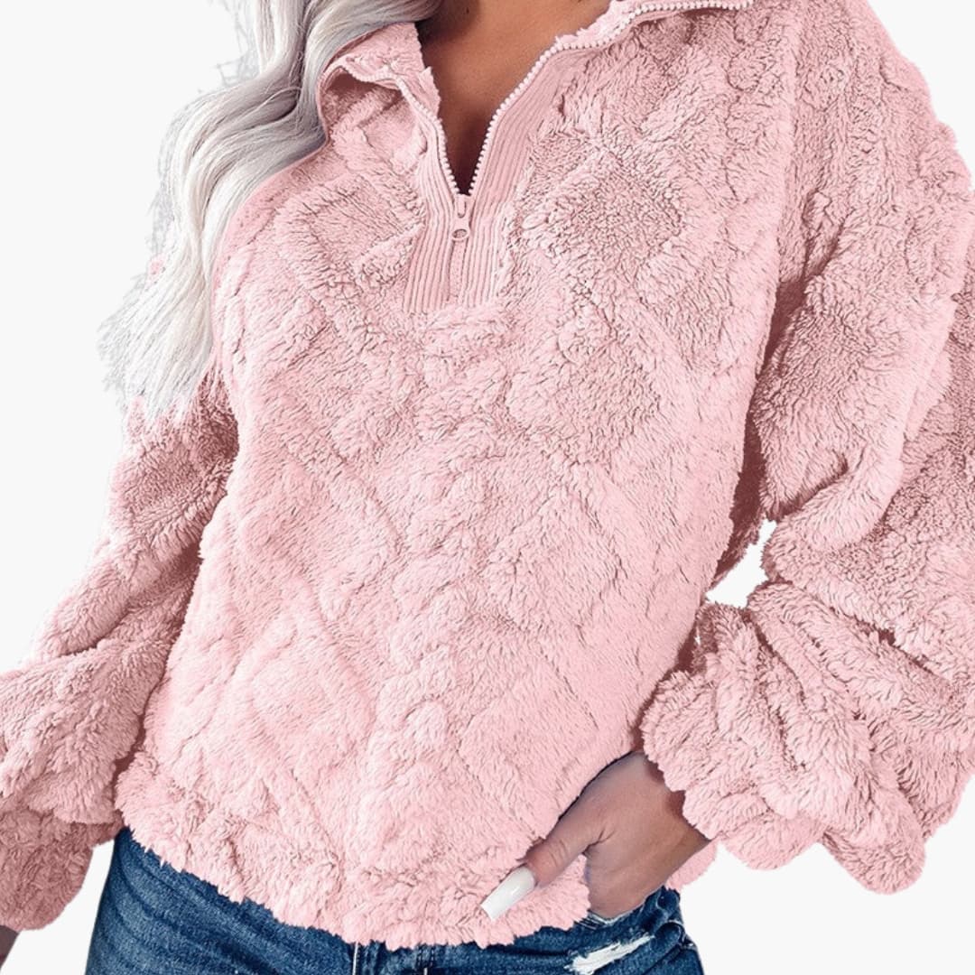 Pull polar oversize para mujer con cuello alto y textura acolchada