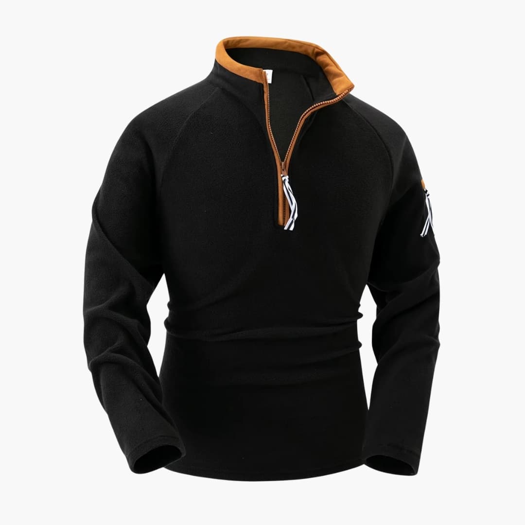 Pull polaire pour homme avec demi zip et col montant
