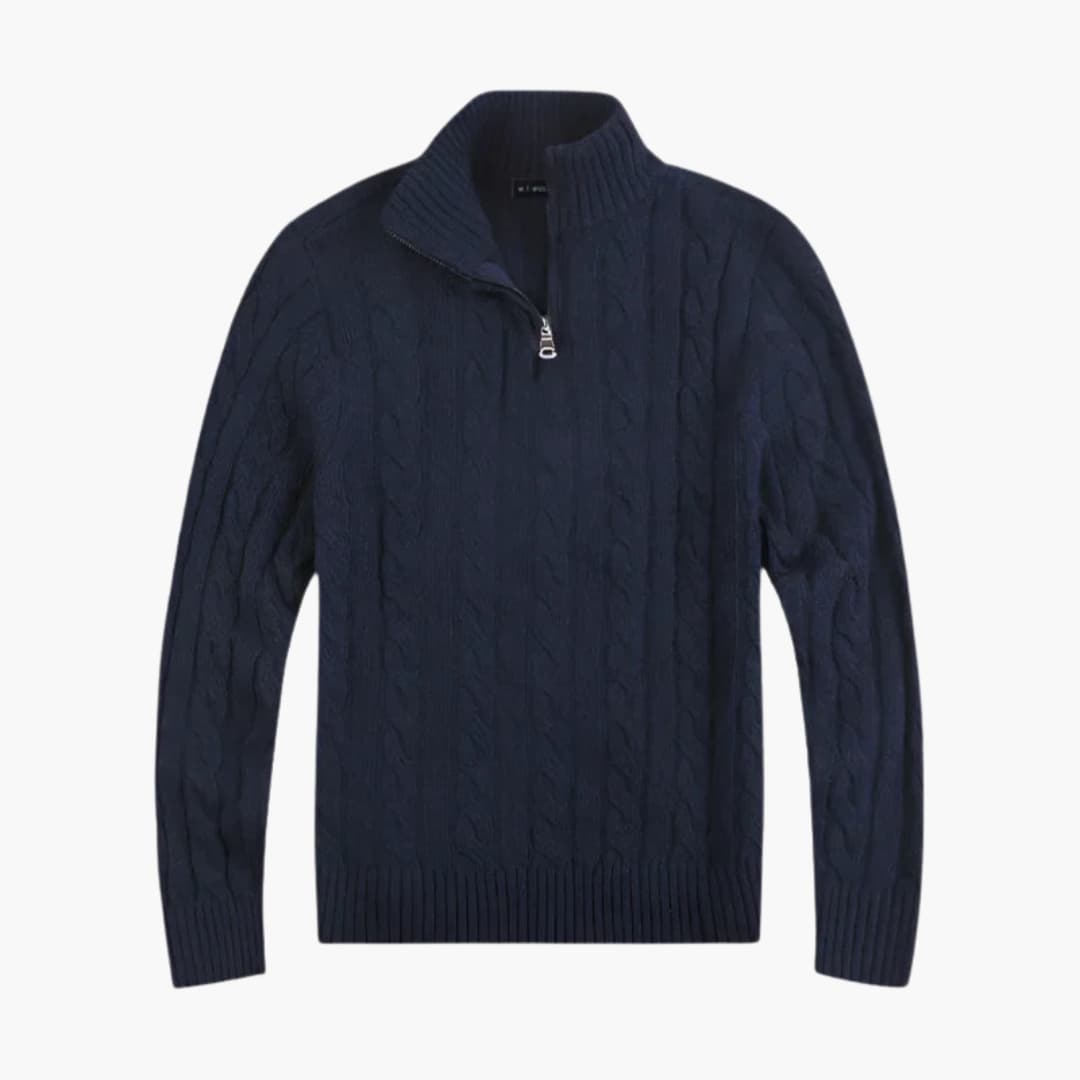 Pull pour homme avec demi-zip et surface torsadée