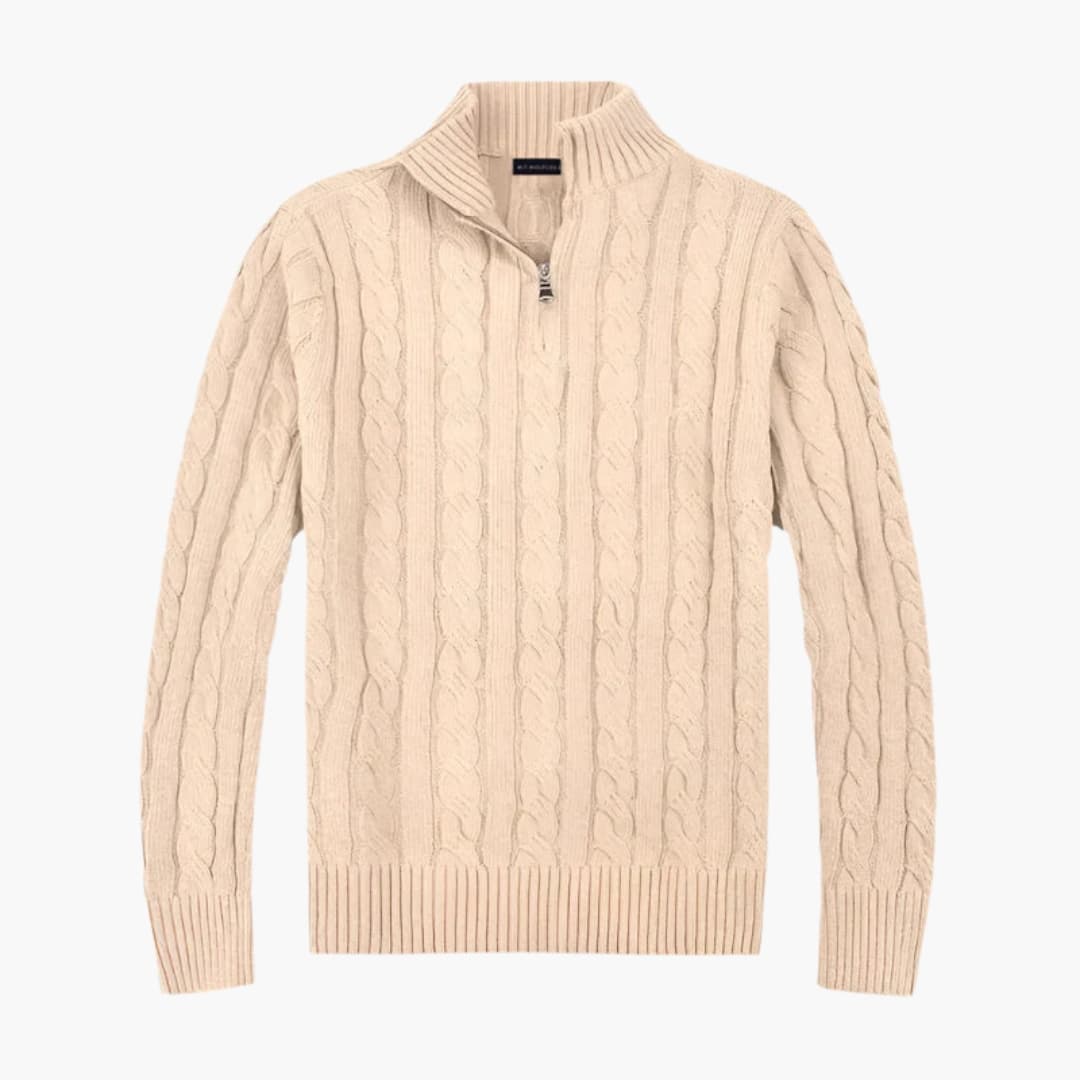Pull pour homme avec demi-zip et surface torsadée