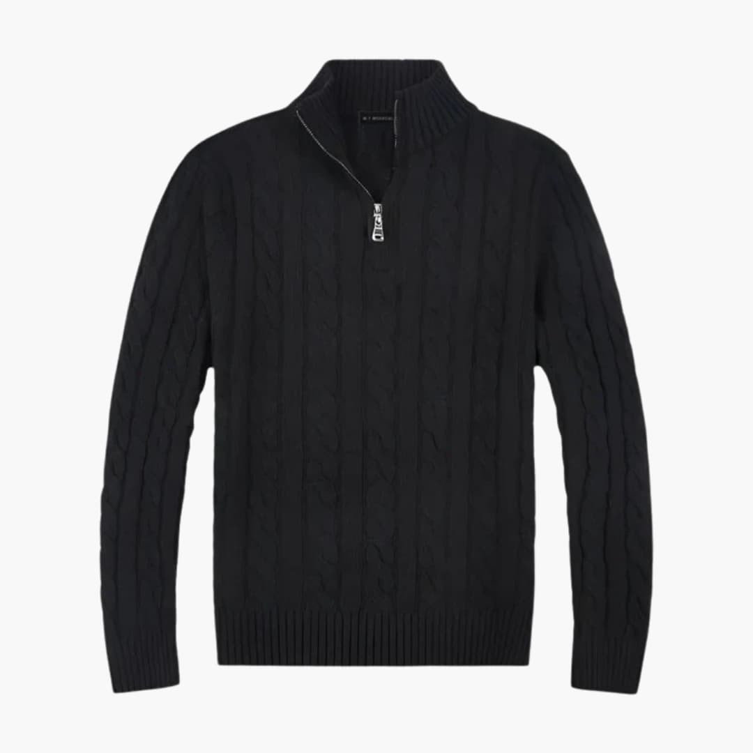 Pull pour homme avec demi-zip et surface torsadée