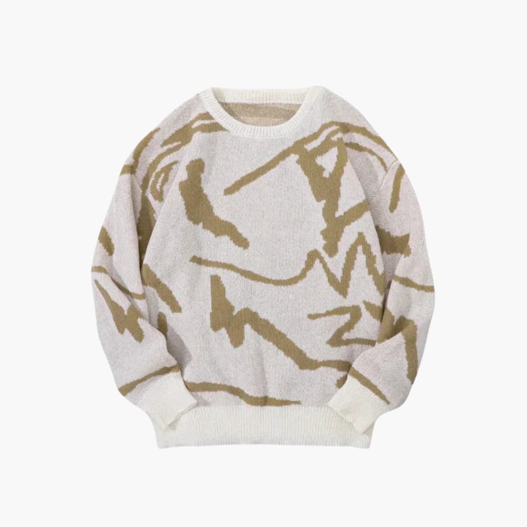 Pull pour homme avec imprimé abstrait et ourlet côtelé
