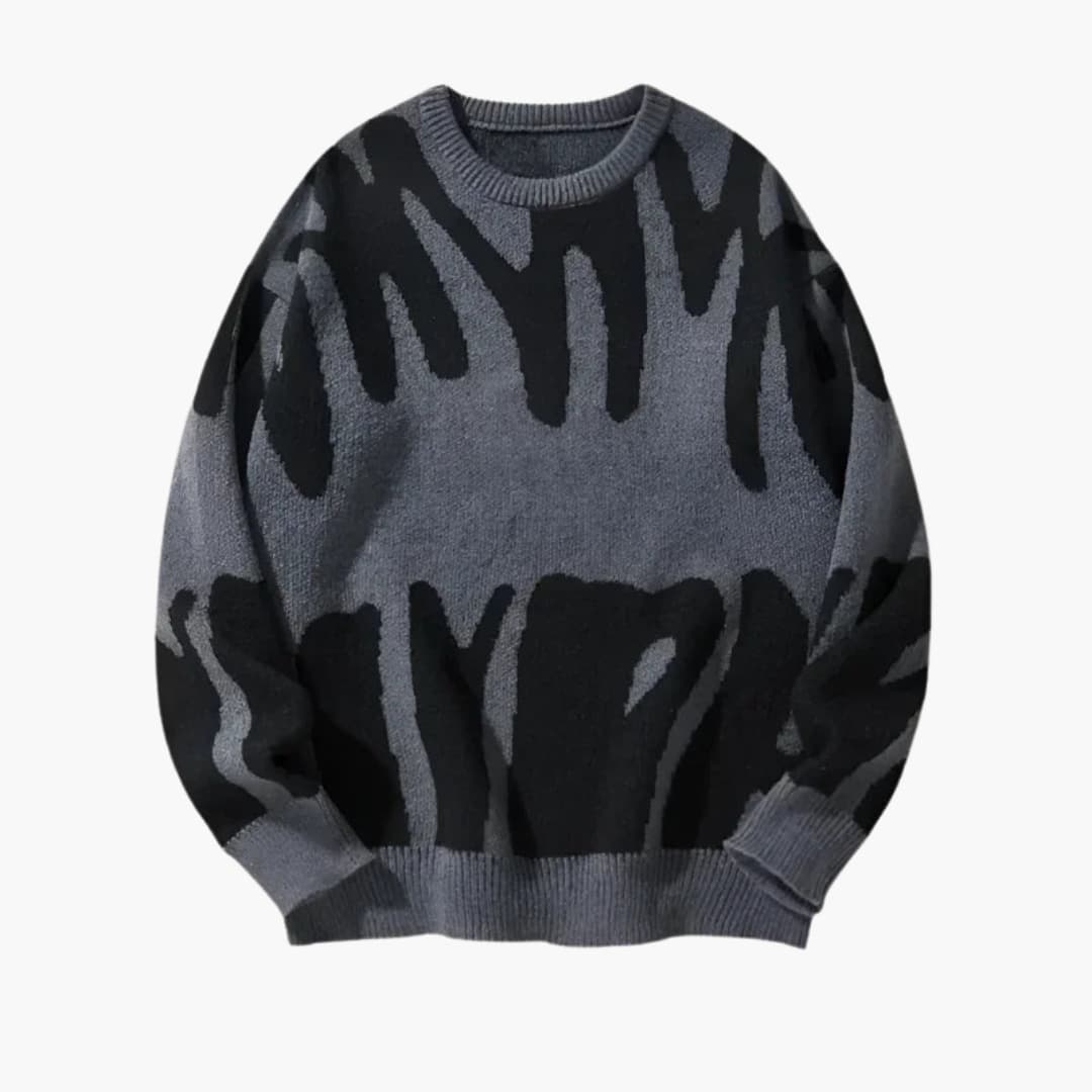 Pull pour homme avec imprimé abstrait et poignets côtelés