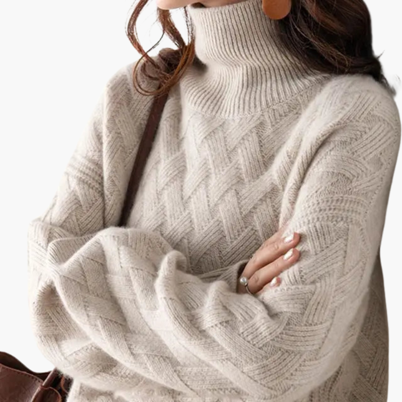 Gedraaide trui met hoge hals voor dames