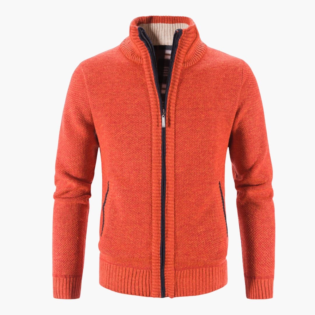 Pull zippé homme à col montant et poches latérales