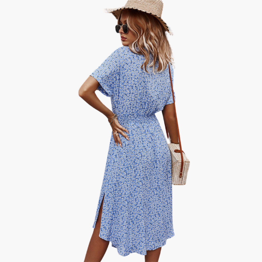 Vestito camicia donna con collo e vita da annodare
