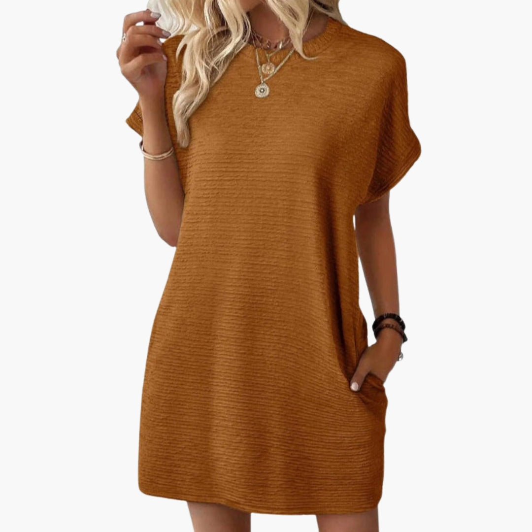 Vestito corto donna con maniche risvoltate