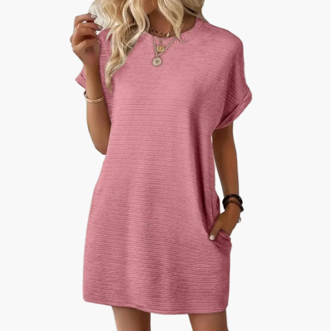 Vestito corto donna con maniche risvoltate