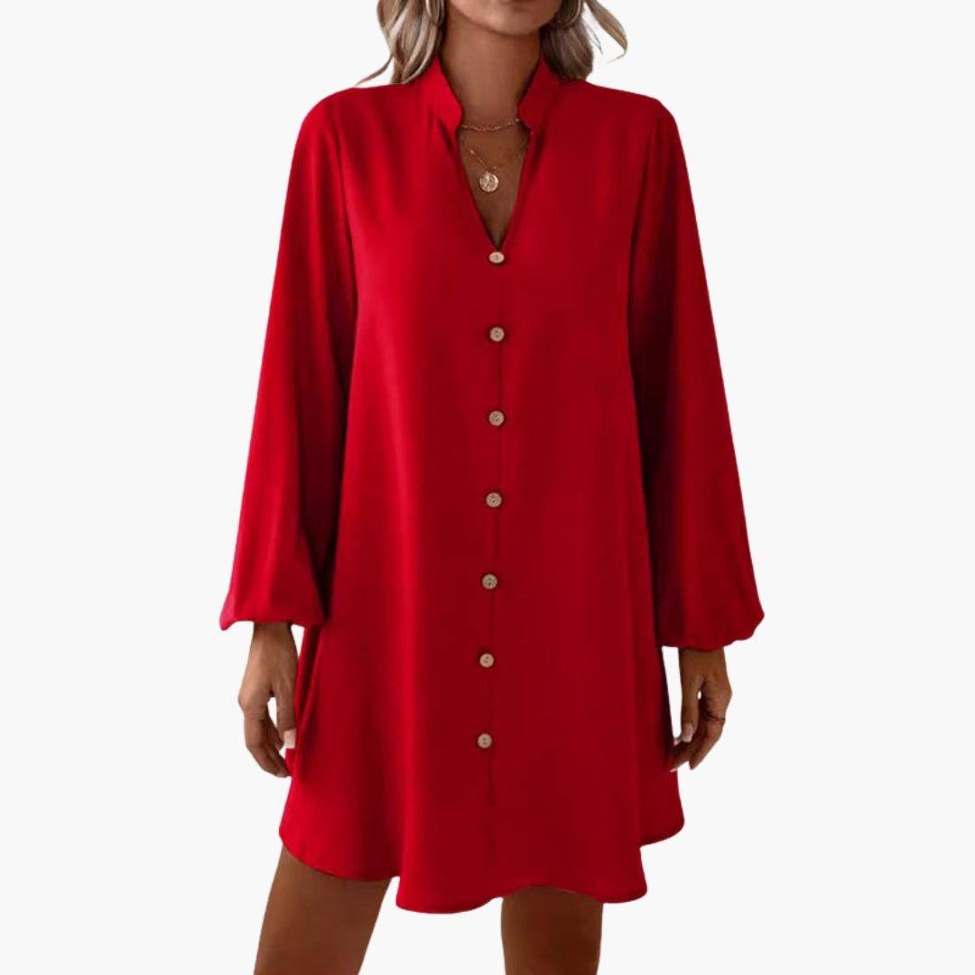 Vestito corto donna con patta di bottoni