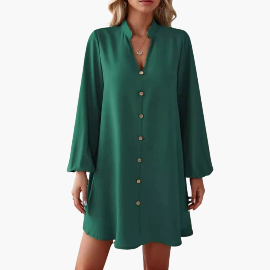 Vestito corto donna con patta di bottoni