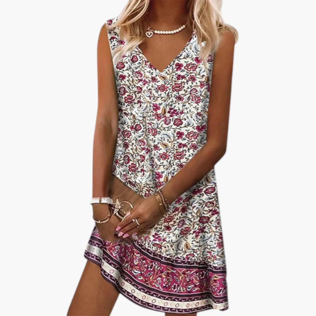 Women's Dress with V-Neck and Sleeveless Cut