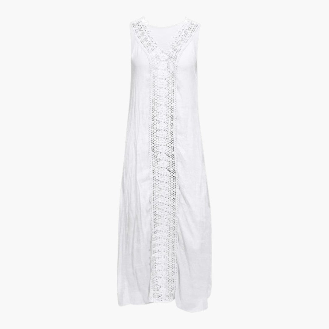 Women's Maxi Beach Dress with Lace Panel