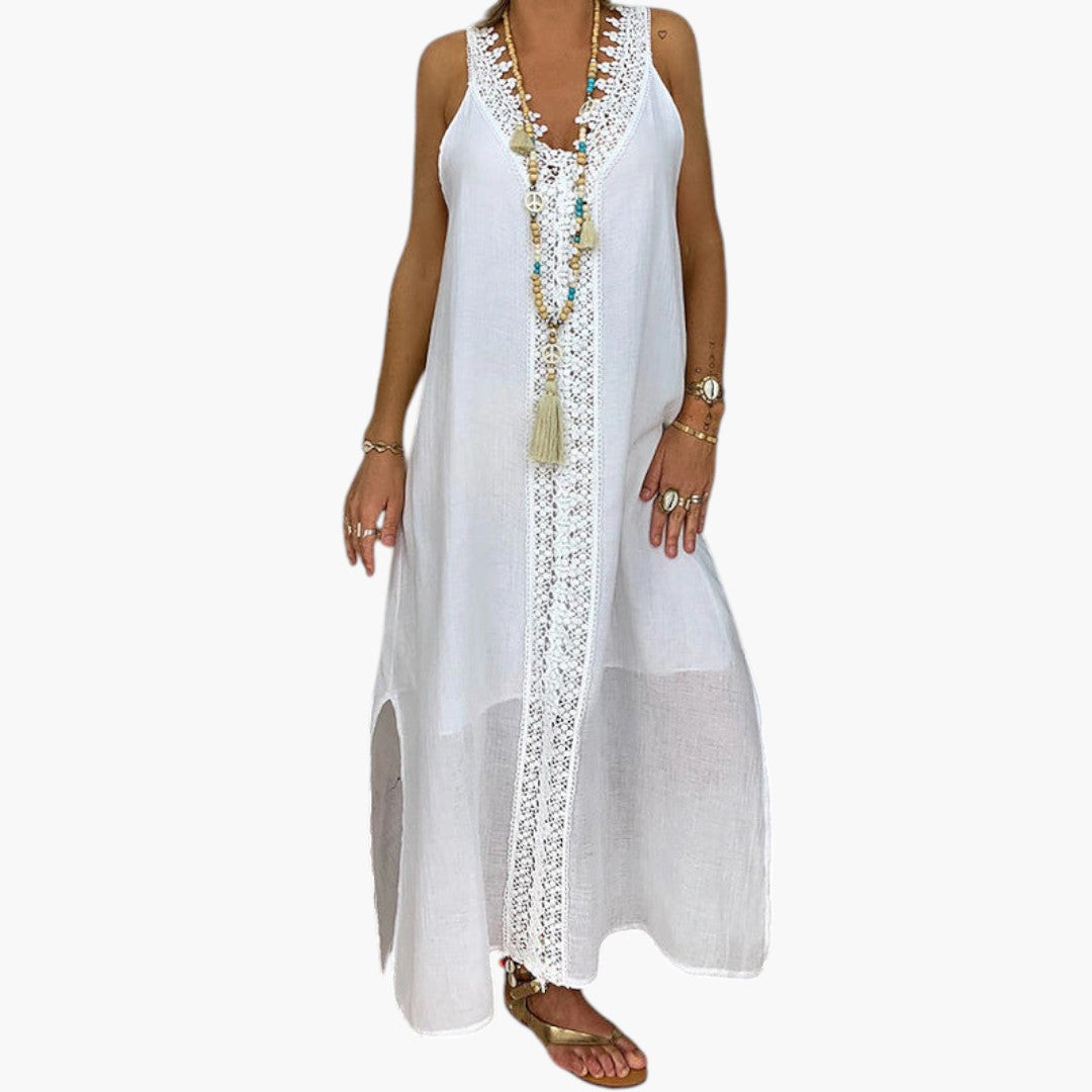Women's Maxi Beach Dress with Lace Panel