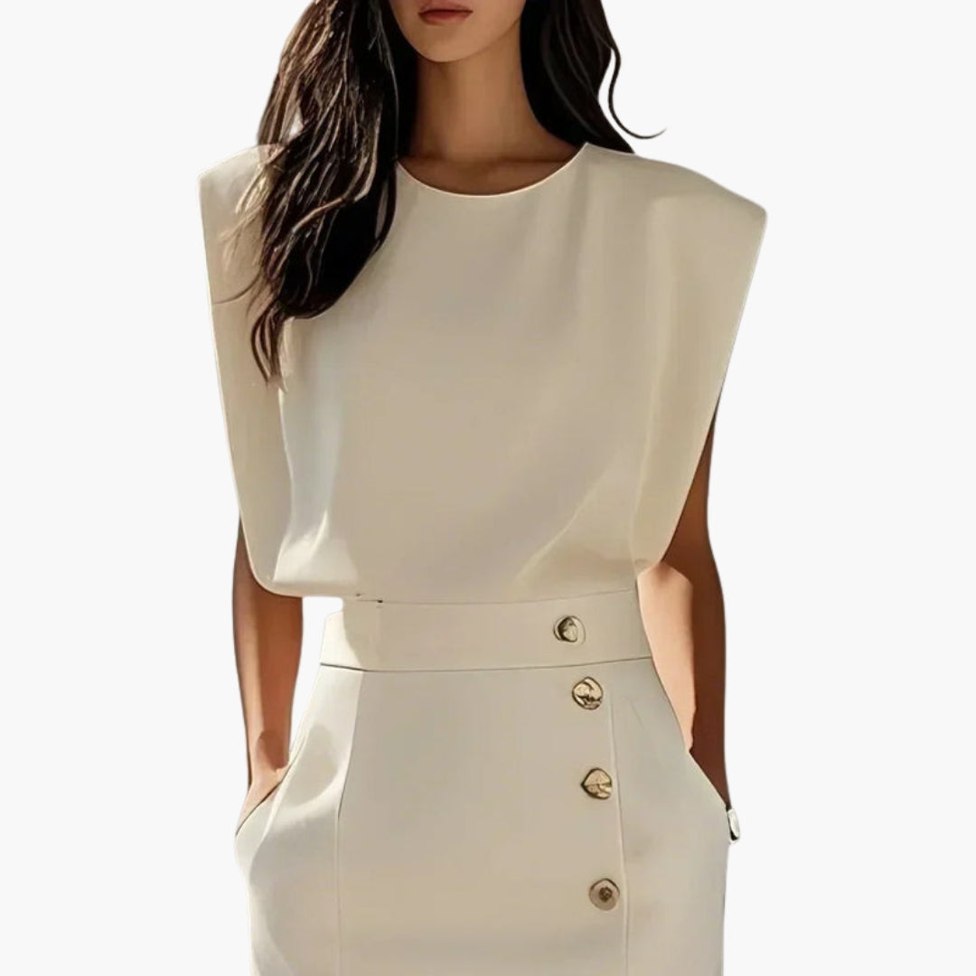 Midikleid für Damen mit Knopfdetail und seitlichem Schlitz