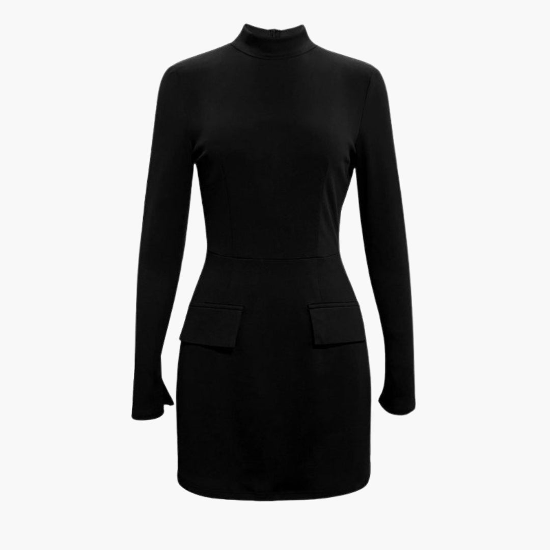 Vestido Curto Feminino Corte Ajustado com Mangas Largas