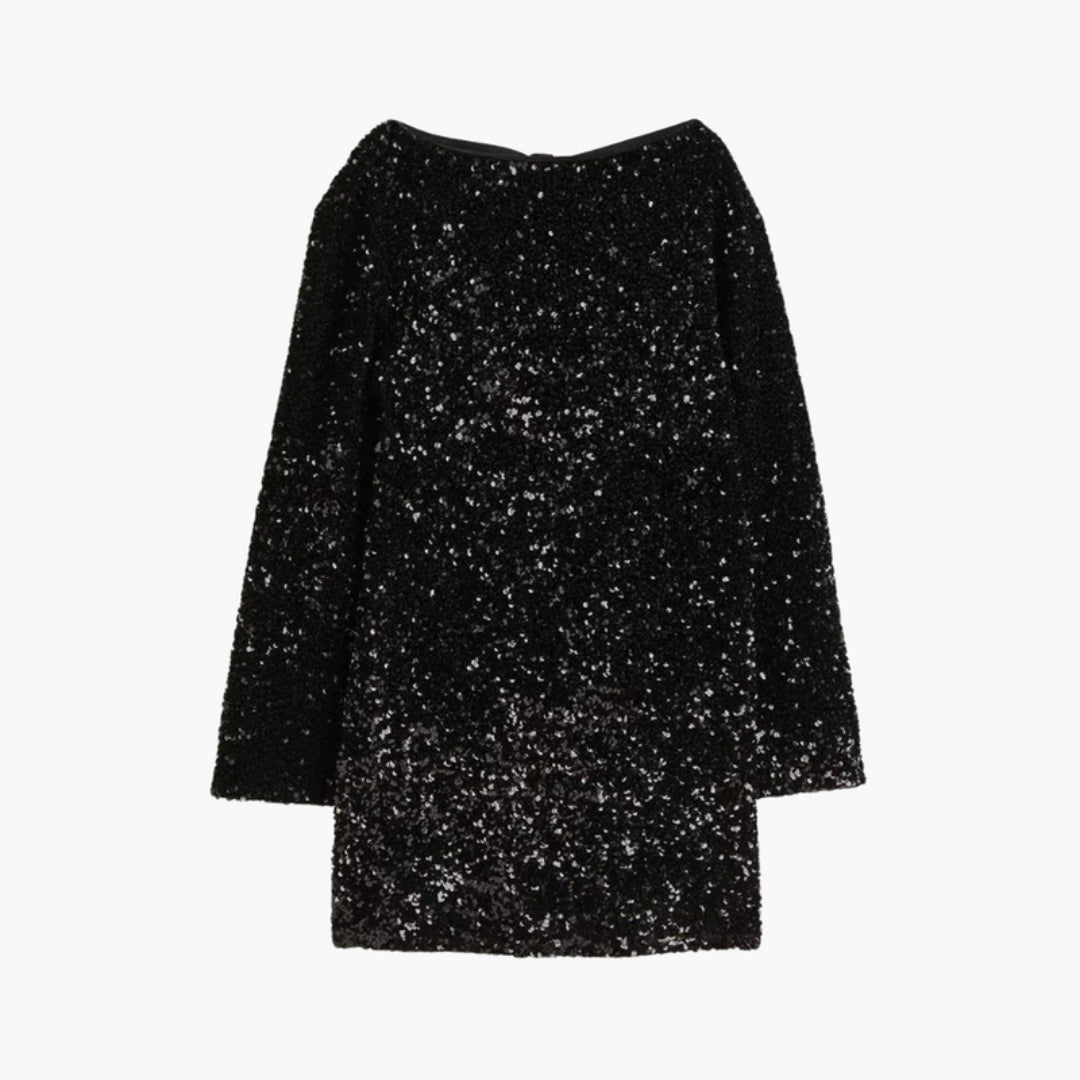 Vestido Curto Feminino com Lantejoulas e Costas Descobertas