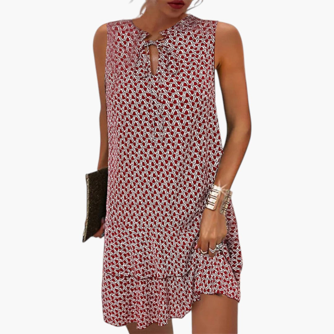 Women's Sleeveless Mini Dress with Abstract Print