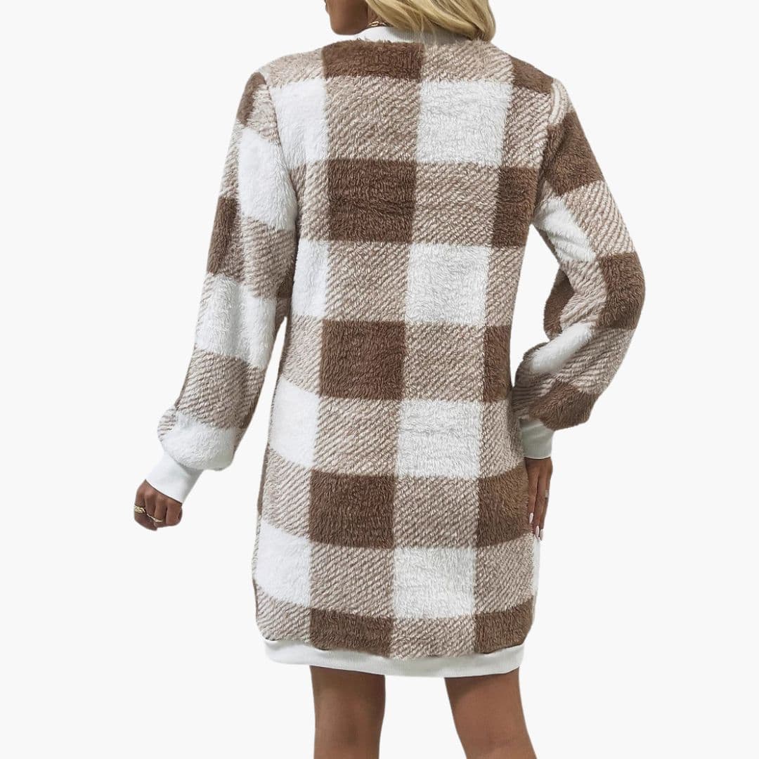 Vestido de punto para mujer con cuello en V y mangas largas